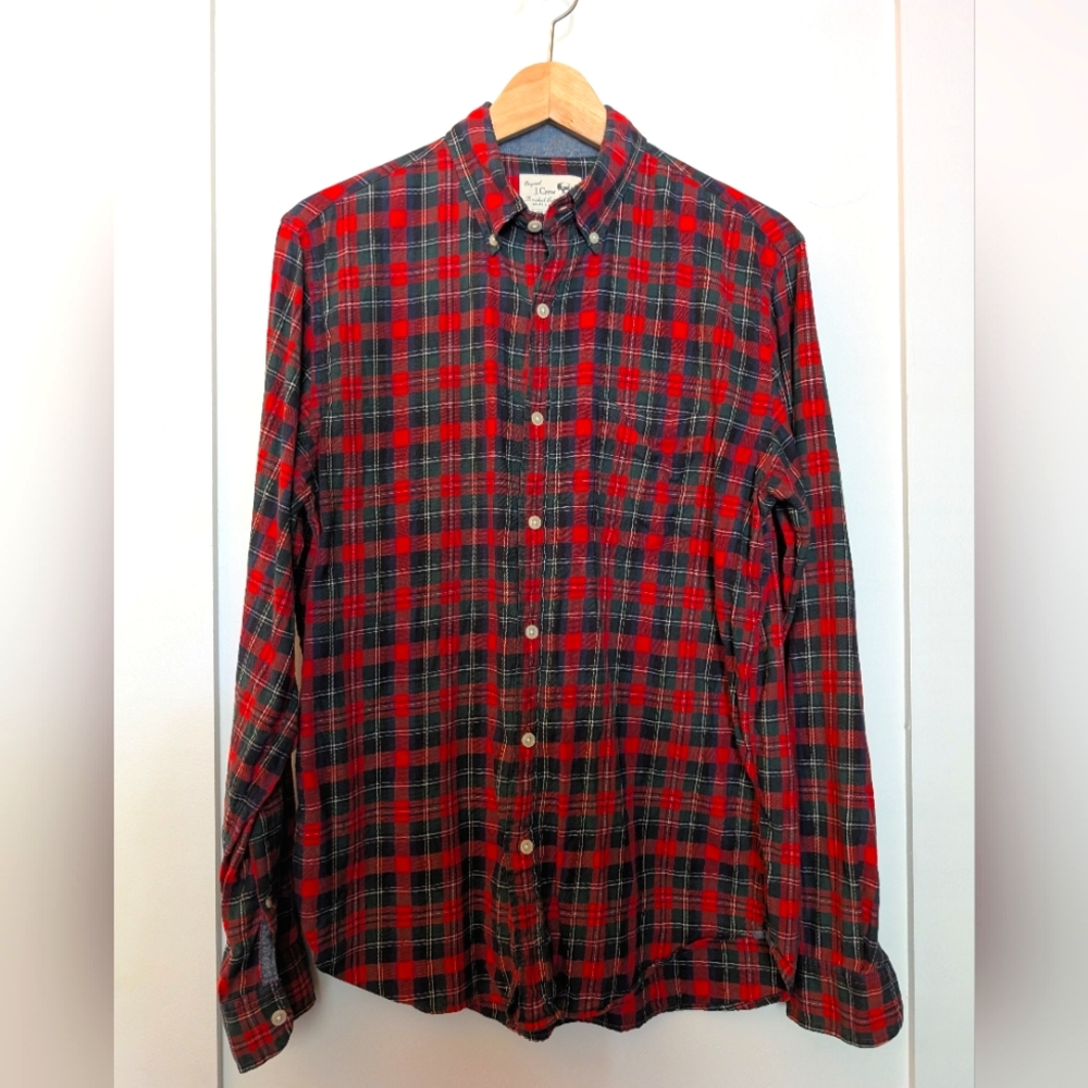 J. Crew Cotton Button-down, Red/Green Plaid